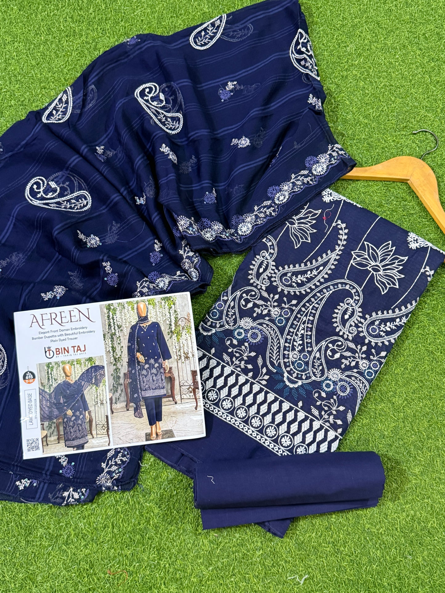 Blue doriya lawn embroidered 3 piece suit NWBL-2026