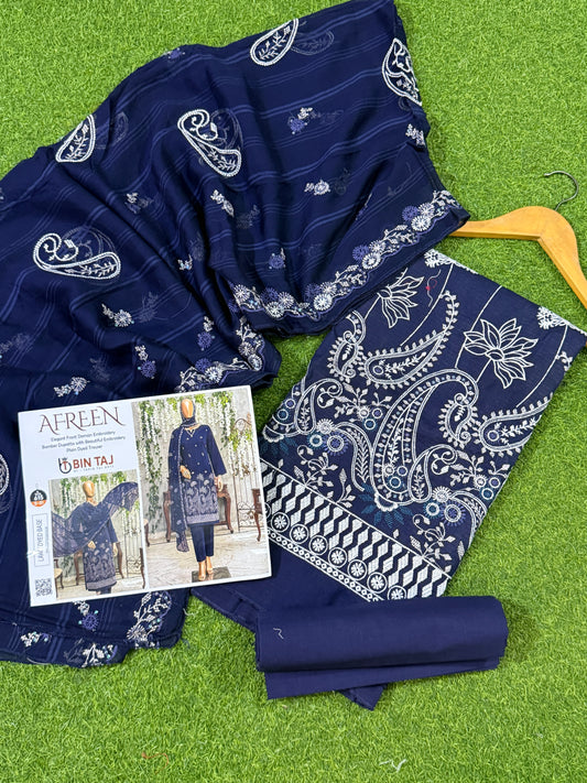 Blue doriya lawn embroidered 3 piece suit NWBL-2026