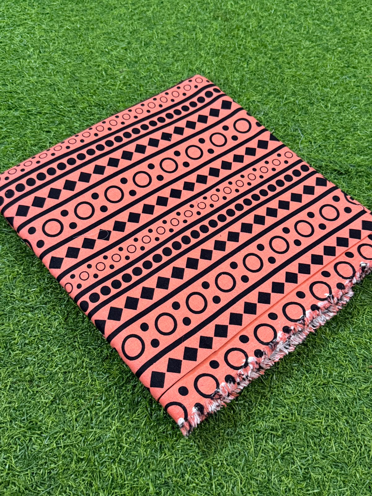 Printed Unstitched Poly Lawn 2 Pcs - Peach Geometric