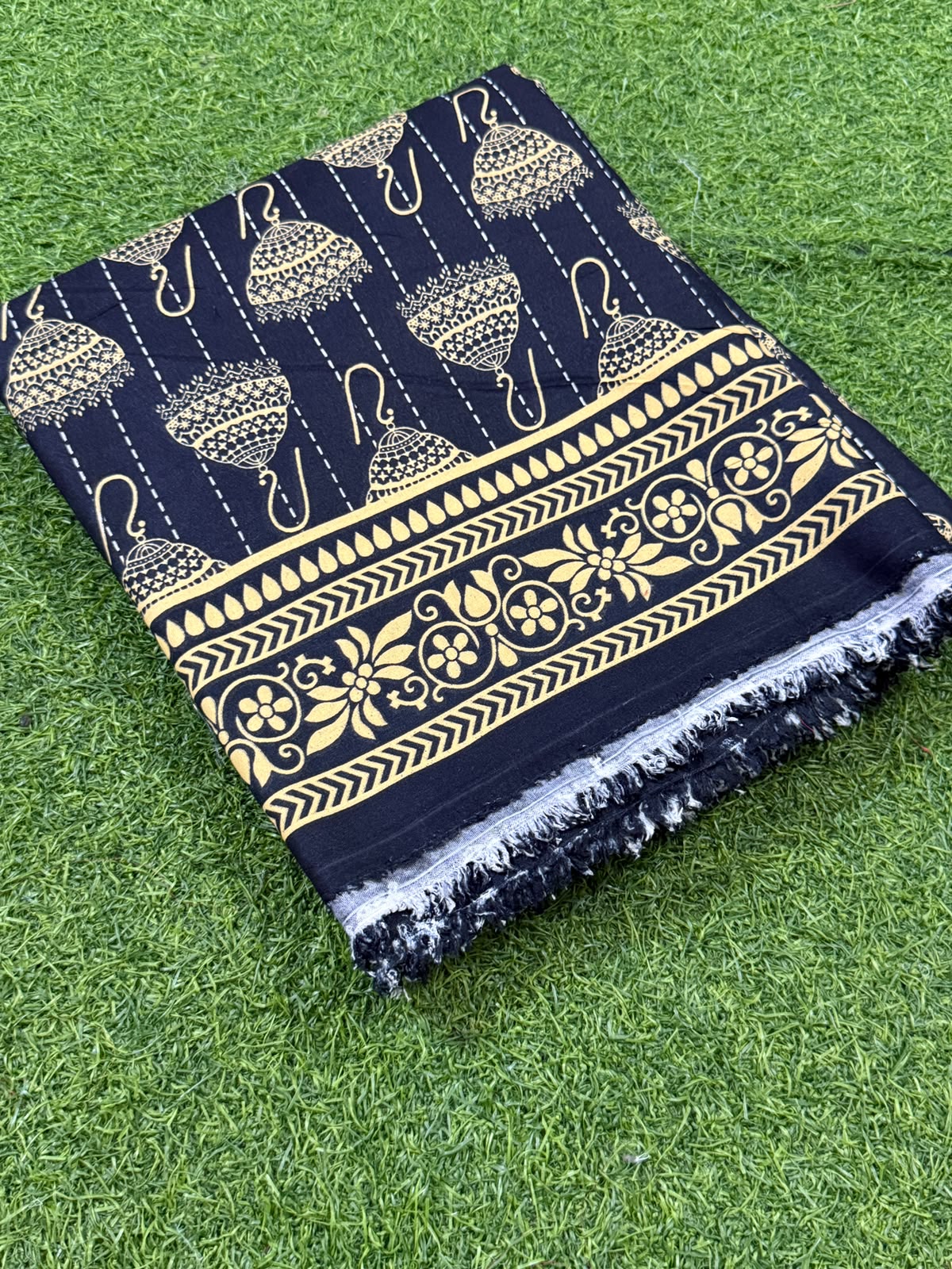Printed Unstitched Poly Lawn 2 Pcs - Black Navy Floral