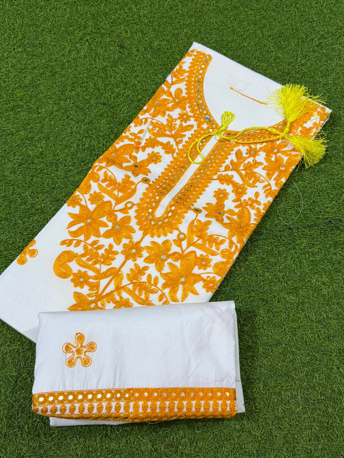 Cotton 2 pc unstitched mustard