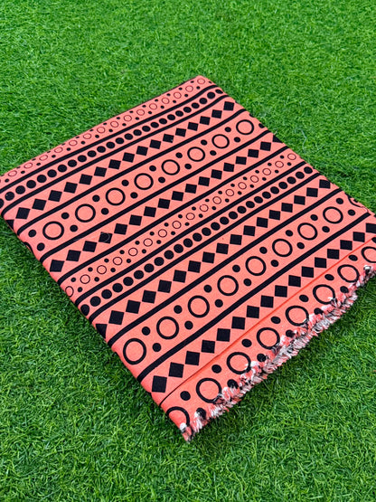 Printed Unstitched Poly Lawn 2 Pcs - Peach Geometric