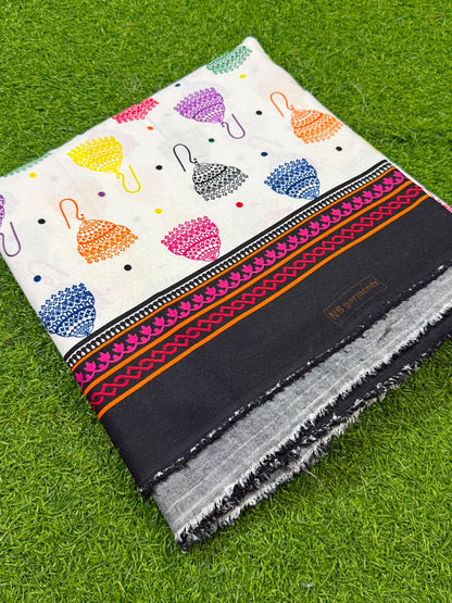 Printed Unstitched Poly Lawn 2 Pcs - Black Red Floral