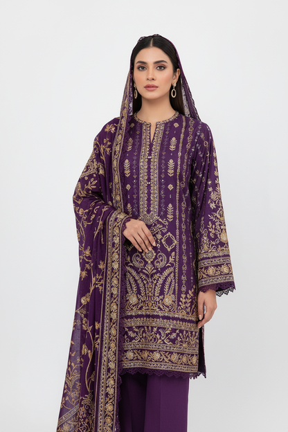 Purple Doriya Lawn Model Image