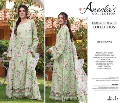 UNSTITCHED ANEELAS BRAND LAWN COLLECTION 2026