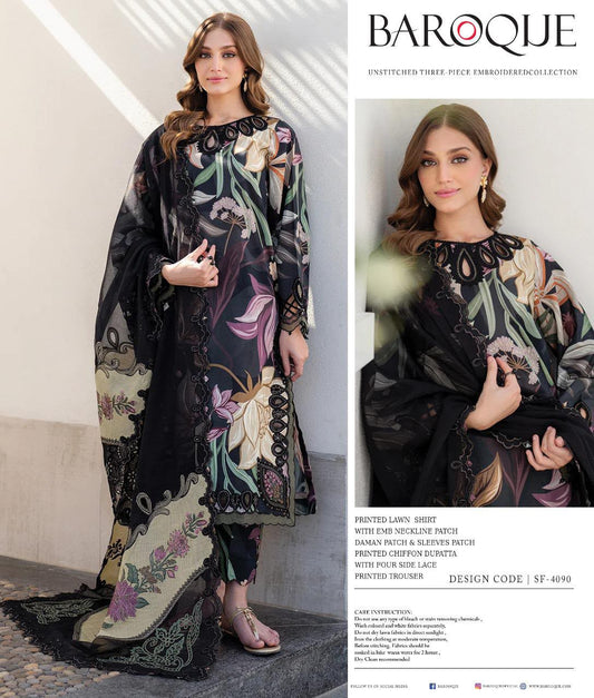 UNSTITCHED BAROQUE LAWN 3P COLLECTION 2026