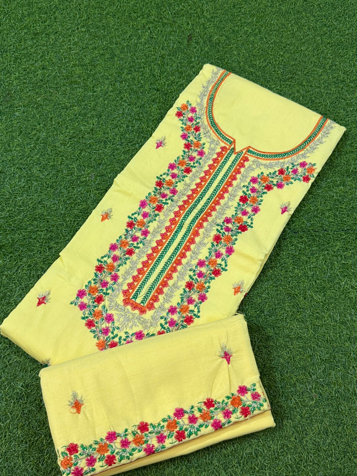 Cotton 2 pc unstitched Yellow