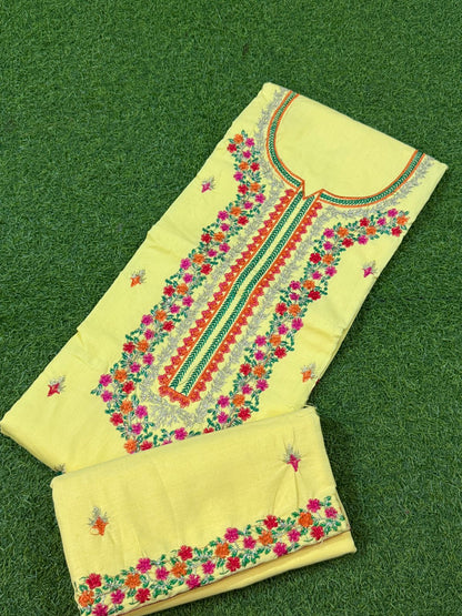 Cotton 2 pc unstitched Yellow