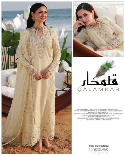 Unstitched Qalamkar 3pc